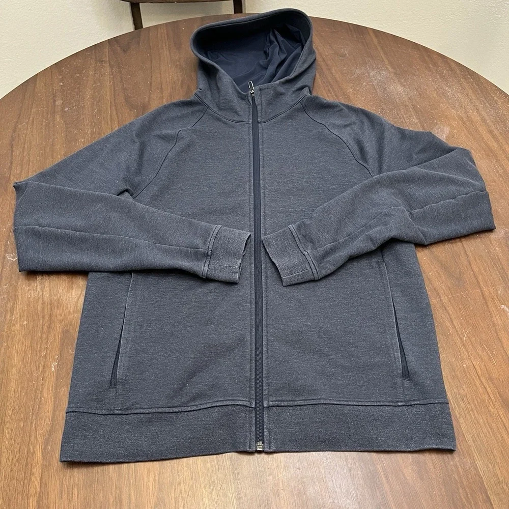 Lululemon Mens M Blue City Sweat Thermo Full Zip Hoodie Heathered LM3CE6S
